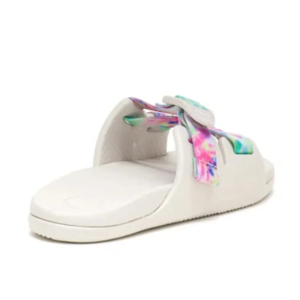 NIB Chaco Chillos Slide Sandal In White Rainbow Tie Dye Kids Size 1
